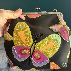 Black Butterfly Embroidered Crossbody Bag